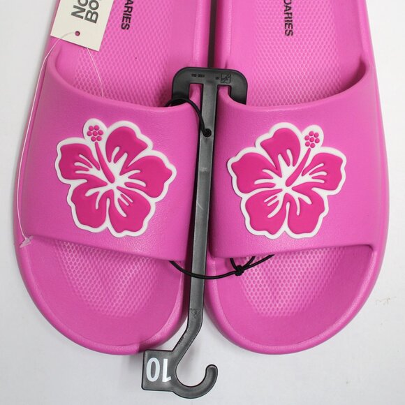 No Boundaries NWT Size 10 Women's Slip On Lightweight Pink Flower Slide Sandals - Picture 5 of 14